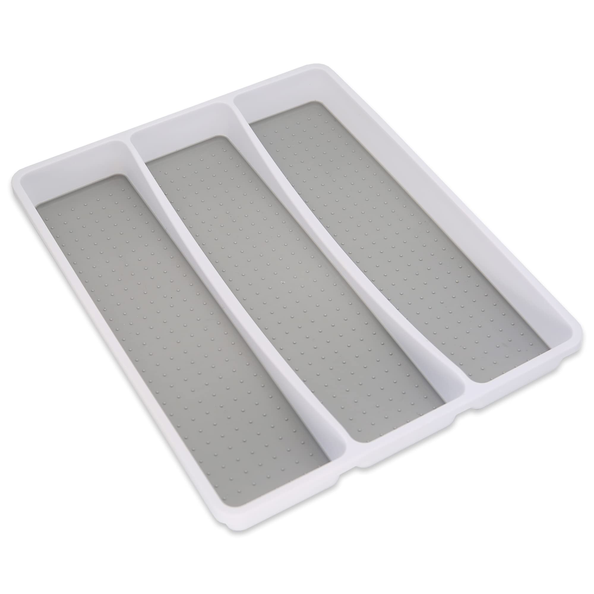 Addis Premium Soft touch 3 Compartment Drawer Utensil Cutlery Organiser Tray, White & Grey new 3 Sections
