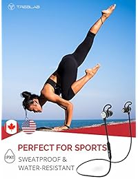 treblab J1 Bluetooth auriculares inalámbricos EarBuds, mejor para deportes, correr y Viajes. 2017 nuevo modelo. IPX6 impermeable, Sweatproof, secure fit Headset. Cancelación de Ruido Auriculares w Micrófono, Negro