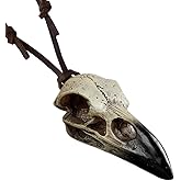 gusonse Carved Raven Skull Pendant Necklace for Men Women Halloween 3D Viking Crow Skull Necklace Decor