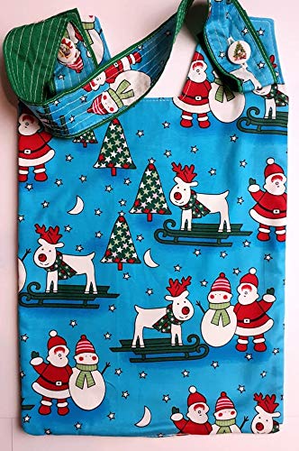 100% Cotton Catheter Night Bag Holder with Handle. Cover for a Catheter Night Bag. Festive Season Pattern.