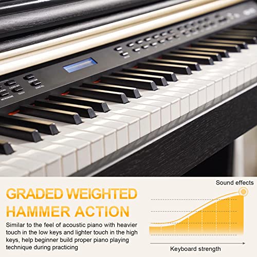 Digital Piano, 88 Key Weighted Home Piano Bundle for Beginner