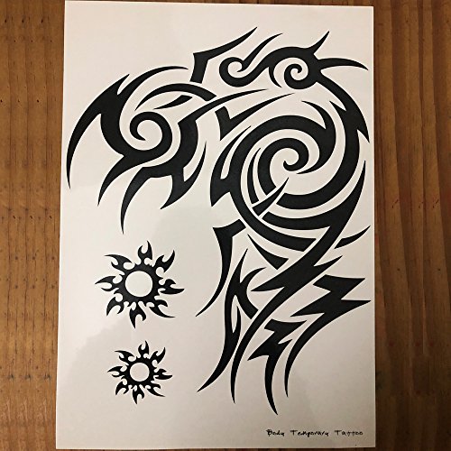 Large Tribal Temporary Tattoos, Big Totem Tattoo Stickers for Men Guys Waterproof Arm Fake Tattoo for Rave Party Makeup, 6-Sheet - Thumbnail 3