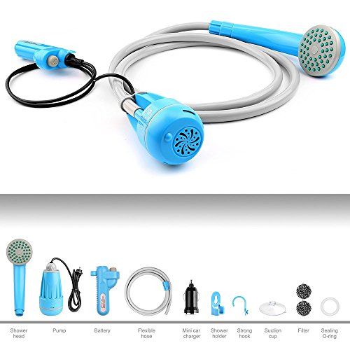 LIBERRWAY Portable Camping Shower Battery Operated with Showerhead, 1