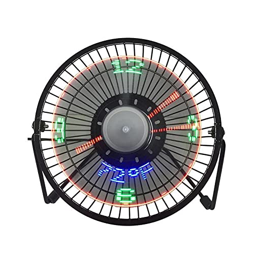 USB LED Clock Mini Fan with Real Time Temperature Display Desktop 360 Cooling Fans for Home Office Summer