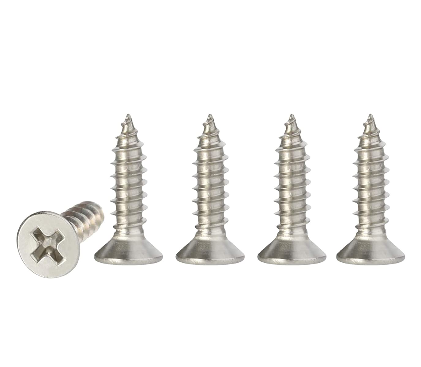 M4 Stainless Steel Self Tapping Screws,100pcs M4x16mm Phillips Flat Head Wood Srews DIY Woodworking Screws with Box (M4 X 16mm 100 PCS)