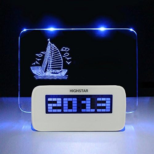 Sealive Message Board Desk Digital Alarm Clock With Highlighter,Temperature Display 4 Port USB Hub for Home,Office(White,with Blue Light)