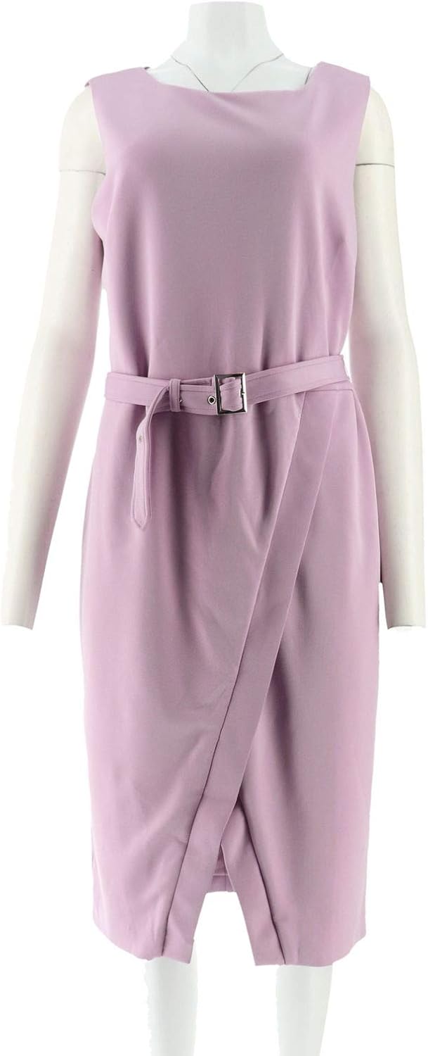 Hal Rubenstein Taryn Scuba Belted Sleeveless Spilt Dress