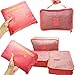 M-jump Travel Organizer Luggage Compression Pouches, 6 Set Travel Storage Bags Travel Multi-functional Clothing Sorting Packages (Watermelon Red)