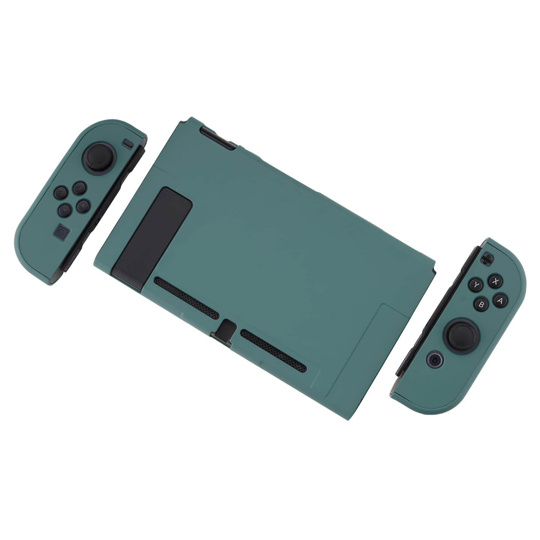 eXtremeRate PlayVital Back Cover for Nintendo Switch Console, Handheld Controller Separable Protector Hard Shell for NS Joycon, Customized Dockable Protective Case for Nintendo Switch - Hunter Green