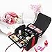 HOMFA Makeup Train Case 3 Layer Makeup Organizer Bag with Shoulder Strap Adjustable Dividers for Cosmetics Makeup Brushes Toiletry Jewelry (Black)