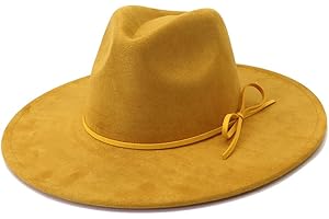 Wotfim Fedora Hats for Women Man with Big Wide Brim Classic Suede Panama Hat Western Outdoor hat