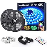 Novostella Smart LED Strip Lights, 20ft Wireless RGB LED Night Light DC12V 180LEDs Waterproof Lighting Strips with RF Remote Christmas Halloween Decor Lights, Working with Alexa/Goolge Assistant