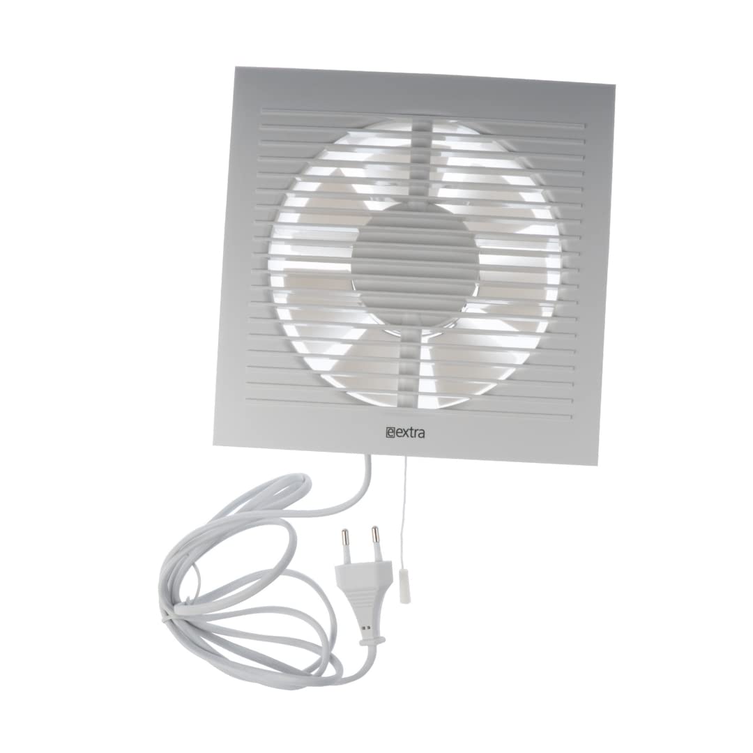 EUROPLAST Diameter 150 mm Wall Fan Exhaust Cable Switch Fan Kitchen Toilet Bathroom Plastic White