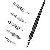 Oblique Calligraphy Pens Dip Set, Comic Pen Nib Set, Fluid Writer Pen, Calligraphy Dip Pen and Nibs Set Drawing with 5pcs Stainless Steel Pen Nibs Replacement Nibs Nib for Writing, Painting, Signing