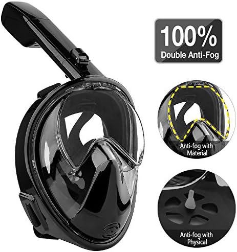 CASFANSTA Snorkel Mask Anti Fog Special Coating Technology Snorkeling Masks Anti-Leak GoPro Compatible Full Face Design Seaview 180° Diving Scuba Mask with Adjustable Head Straps for Adults