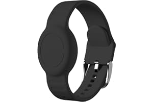 Foweroty for AirTag Bracelet for Kids, Waterproof Cute Print for Air tag Holder for Kids with Soft Silicone Full Coverage Anti-Lost Hidden for Airtag Wristband Accessories for Child, Black