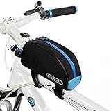 Roswheel 12654 1L Outdoor Mountain Bicycle Cycling Frame Front Top PVC Tube Bag Bike Pouch (Black+Blue)