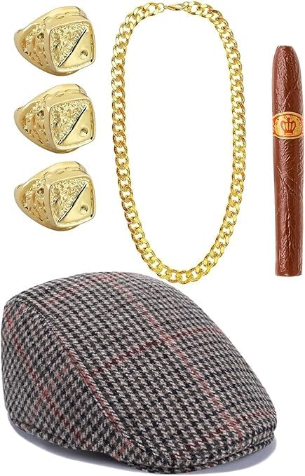 Mega_JumbleSale® Del Boy Adult Trotters Only Fools Fancy Dress Set Kit Halloween Festival Stag Party, Big Daddy, Gangster, Peaky Blinders Dress Up