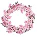 GTidea Silk Plants Direct Artificial Cherry Blossom Hanging Vine Spray Arrangements Faux Garland Fake Wreath Home Garden Yard Fence Party Wedding Decor Pink