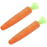 PurYupearl 2 Pcs Orange Natural Interactive Sisal Carrot Cat Toys,Cat Dental Chew Toy Kitten Teething Toys for Indoor Cats In