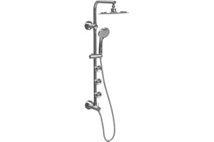 PULSE ShowerSpas 1089-CH Lanai Shower System, 8" Rain Showerhead, 5-Function Hand Shower, 3 Body Spray Jets, Adjustable Slide Bar, Polished Chrome