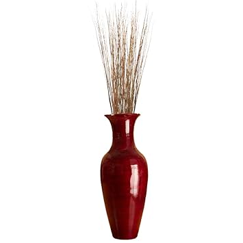 Green Floral Crafts 47in Classic Mahogany Red Bamboo Floor Vase Asian Willow Branches