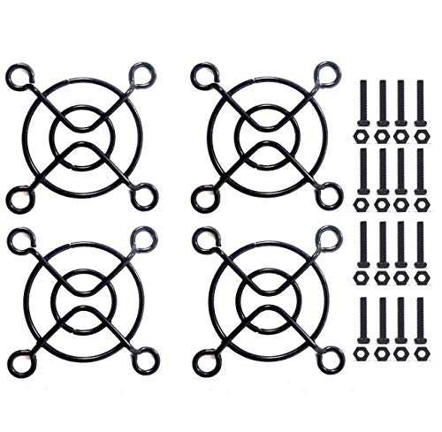 Easycargo 4pcs 40mm Black Fan Grill/Guard with Screws + Nuts (4 Pack)