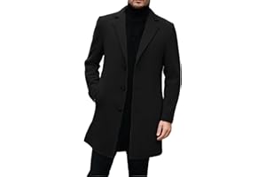 Men Trench Coat Slim Fit Notch Collar Wool Long Jackets Single Breasted Windbreaker Pea Coats Warm Casual Business Overcoat