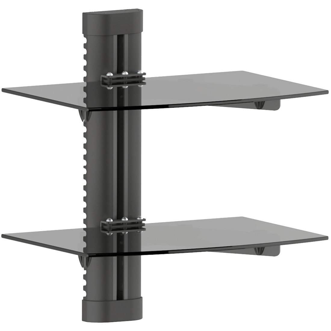 deleyCON Multimedia Wall Rack Glass Rack for DVD Blu-Ray Player Hi-Fi Receiver Video Game Console Wall Bracket Glass Shelf Multimedia Shelf 2x Safety Glass