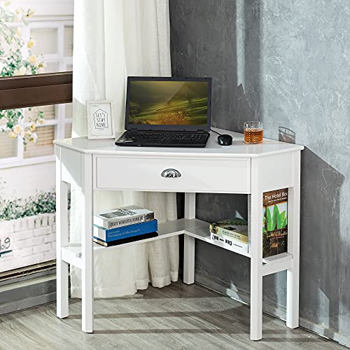 ZENODDLY Corner Desk Corner Computer Desk for Home Office Desks, White