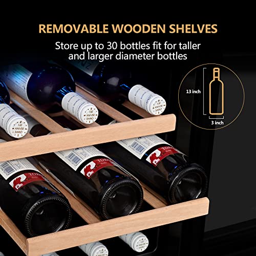 Karcassin Wine Cooler 15 Inch, Wine Refrigerator Dual Zone 30 Bottle
