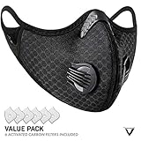 Reusable Dust Mask with Extra Activated Carbon N99 Filters for Protection Running Training Pollen Allergy Woodworking Mowing Outdoors Painting Construction Lab & Sports mask Black- VALO