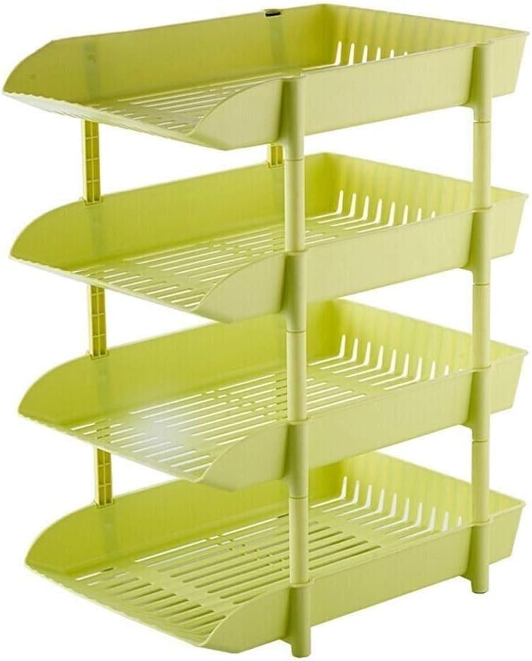 ZLDQBH 4 Tier Plastic Desk Letter Organizer Trays, Stackable Desktop