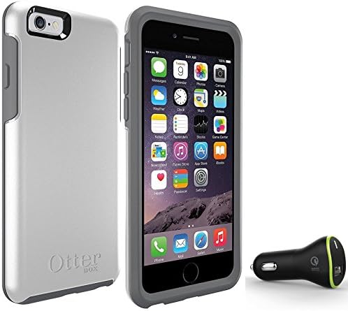 OtterBox Symmetry case For iPhone 6 Plus/6s Plus -White Gray - With Puregear Car Adapter - Retail Packing