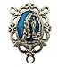 L&M Blue Enamel Our Lady of Lourdes Floral Rosary Centerpiece Medal, Set of 3, 1 Inch