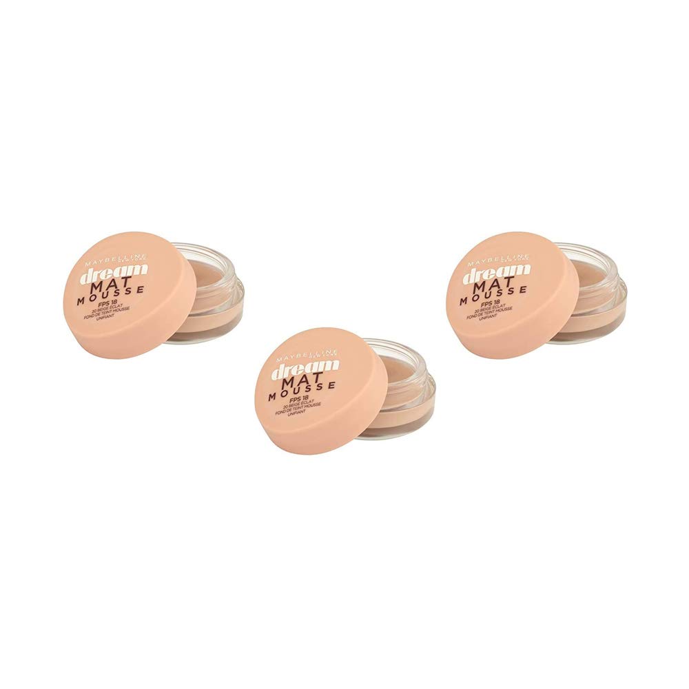 Maybelline New York Foundation dream matte mousse 20 Cameo, Pack of 3 (3 x 18ml)