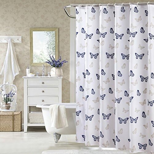 FXQ Shower curtains Small Butterfly Thicker Waterproof Mildew Polyester Cloth Shower Curtains Shower Curtain Partition Hanging Curtains Send Hook ( Size : 220*200cm )