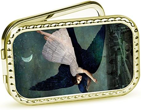 FUTUROO Square Travel Mirror, Personalized Portable Foldable Makeup Mirror with 1x/2x Magnifiion Mini Size for Personal Use,Camping,Traveling - Retro Bronze Swallow