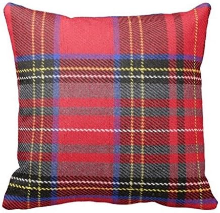 DKISEE Red Tartan Plaid Throw Pillow Cover Cushion Case 18"