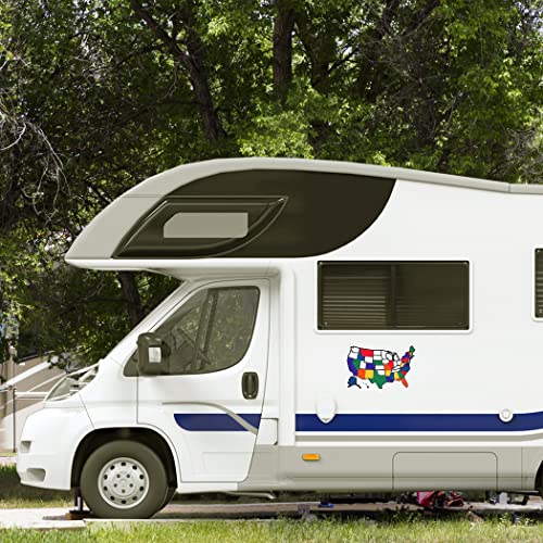 RV State Sticker Travel Map 17" x 11" USA States Visited Decal