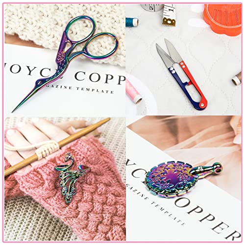 GYGYL Embroidery Scissors Kits, Vintage Scissors, Sewing Small Snips, Thimble, Safety Pins, Thread Cutter, Crochet Ring, Complete Sewing Kit for Embroidery, Needlework (Colorful)