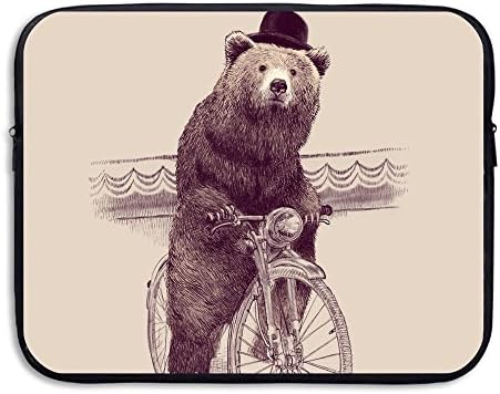 Bear Riding Bycicle Laptop Sleeve Case Bag Cover For 13-15 Inch Notebook Computer