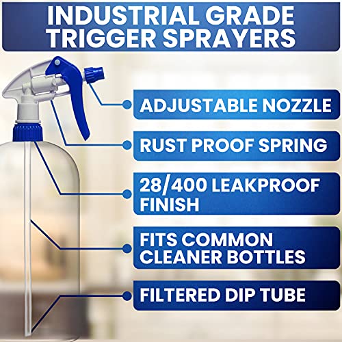 innovi Spray Bottle Nozzle [12 Pack] Replacement Trigger Sprayer With Adjustable Nozzles, Fits