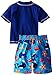 iXtreme Little Boys Swimwear Whale Short Sleeve Rashguard Swim Board Short Trunk, Navy, 3T