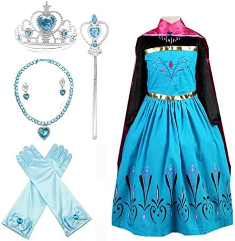 Vogue ボーグ アナと雪の女王 エルサ 風 戴冠式 コスプレ ドレス ワンピース ハロウィン 衣装 女の子 仮装 発表会 7点セット 人気ブランド多数対象 子供 姫 コスチューム 女王