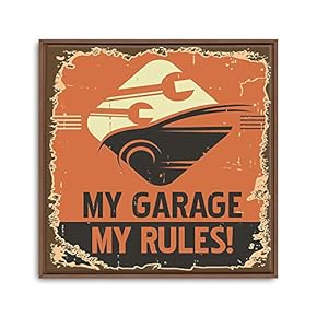 Framed Canvas Wall Art for Living Room, Bedroom Vintage Garage Canvas Prints for Home Decoration Ready to Hanging - 16x16 inches
