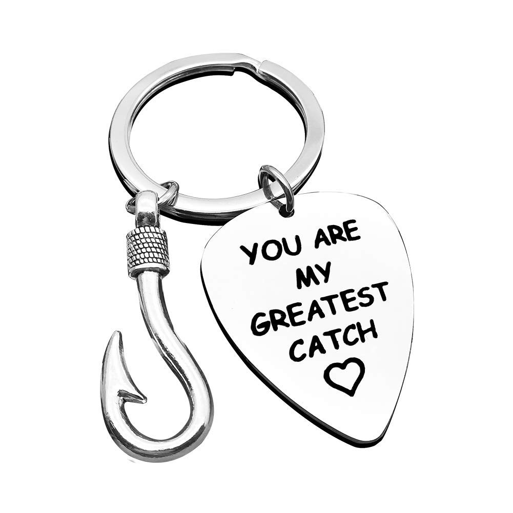 Dabihu Couple Valentine Key Ring Fisherman Keychain Lover Best Friend His and Hers Couples Key Chain Ring Fishing Lovers Gift Love Keyrings You are My Greatest Catch Keychain Christmas Birthday Gift