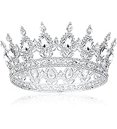 Didder Baroque Queen Crown, Rhinestone Wedding Tiaras for Women, Round Princess Crown for Women G...