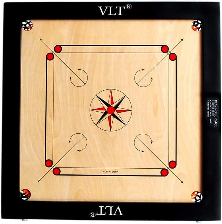 NATIONAL ENTERPRISES County Superb Glossy Finish GOL Pocket Of Size 32' inch Carrom Board with (Coins Striker and Powder) 81.28 cm (Beige)