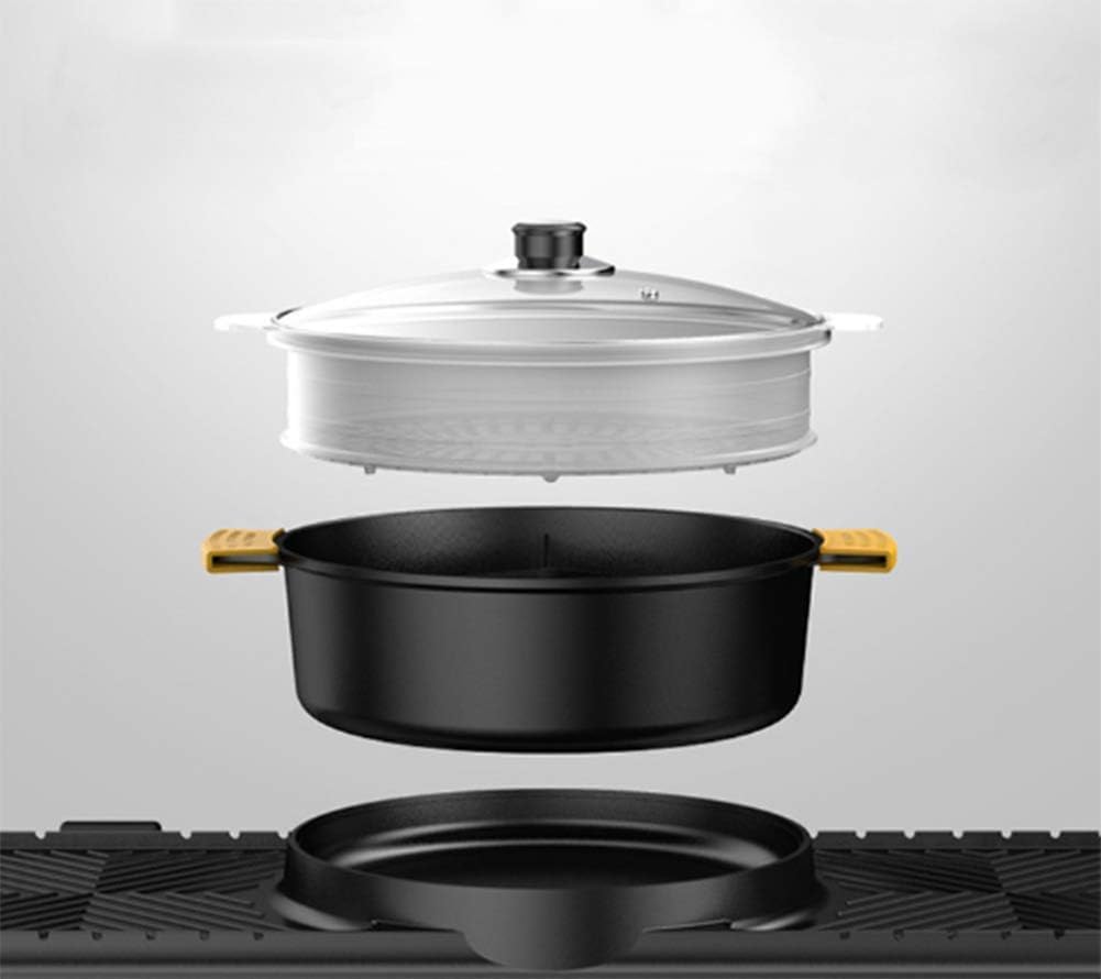 review YFJL Barbecue-Electric Barbecue and Hot Pot, 2 in 1 Electric Barbecue, Electric Hot Pot, Electric Barbecue, Electric Pan, Integrated Pot, Teppanyaki Electric Grill,A